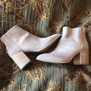 Steve Madden Jillian Gray Suede Block Heel Booties